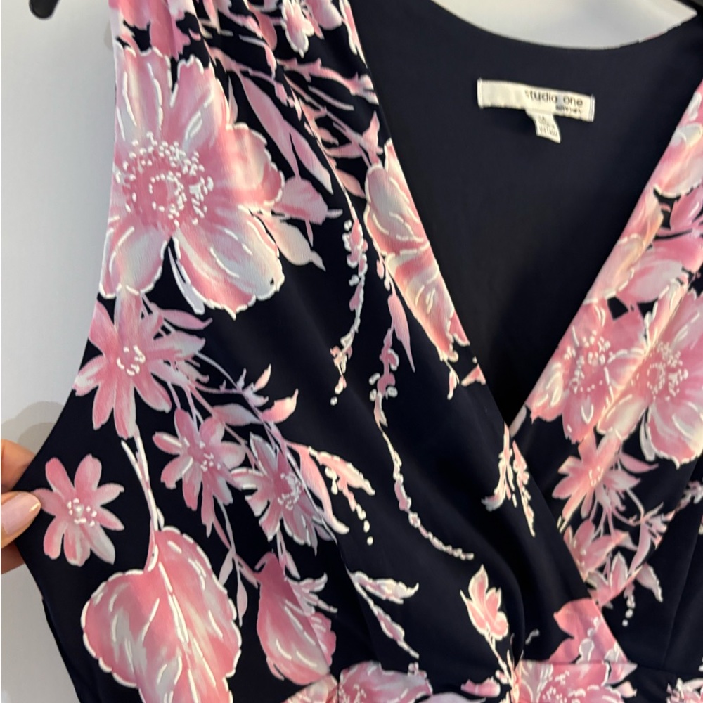 Studio One Sleeveless Pink Floral Midi Dress Sz Med NWT - Picture 5 of 9